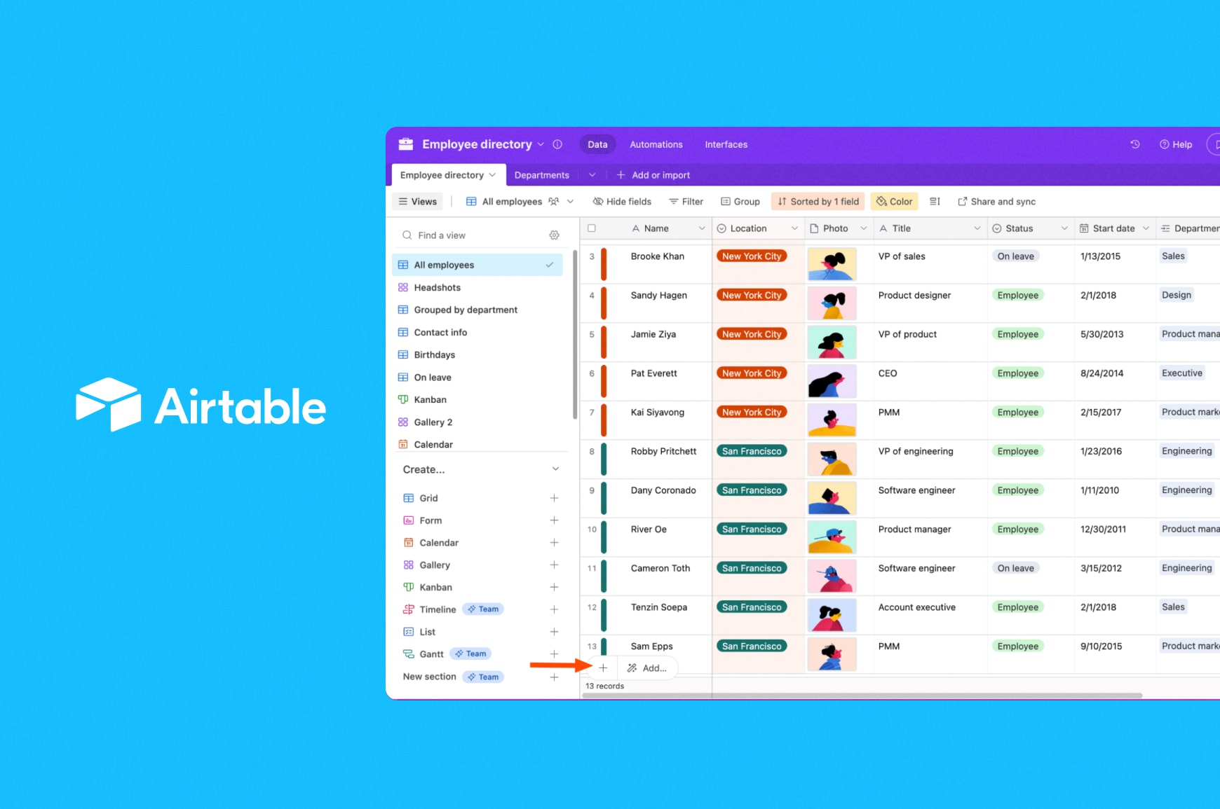 Airtable user interface