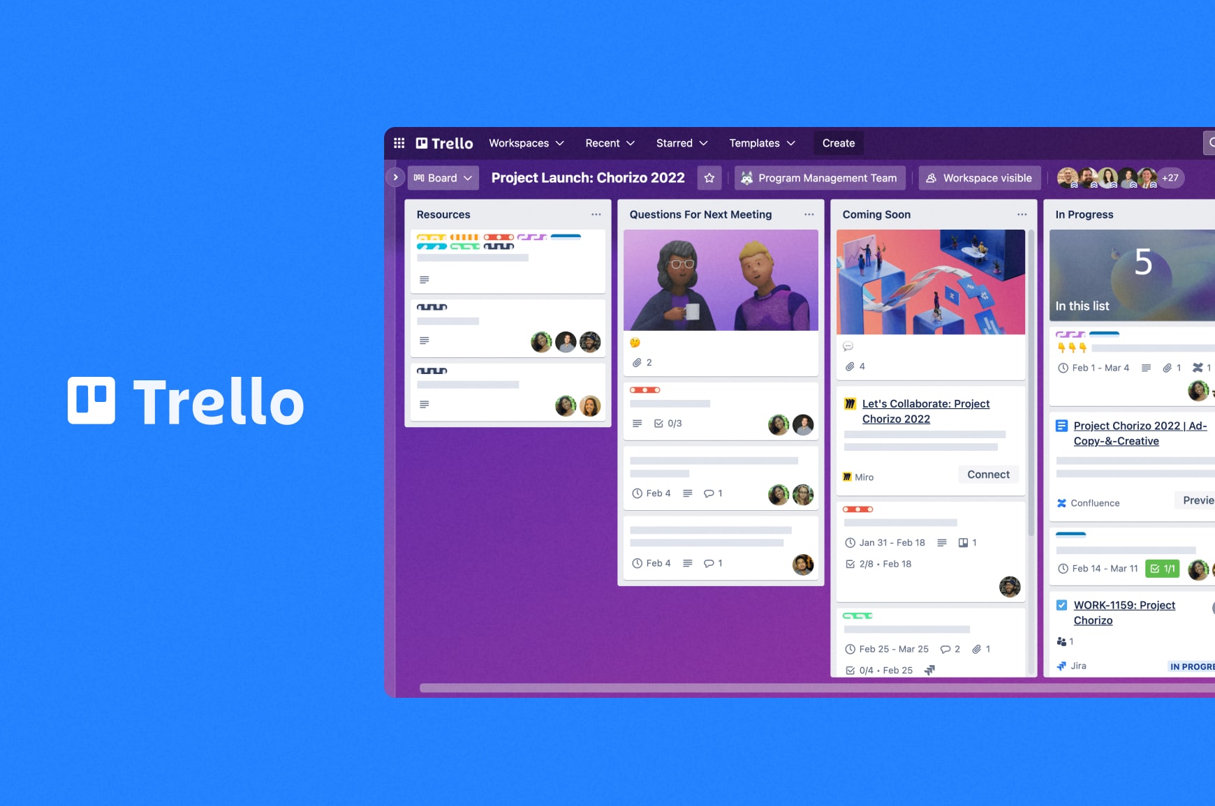 Trello project planning tool user interface