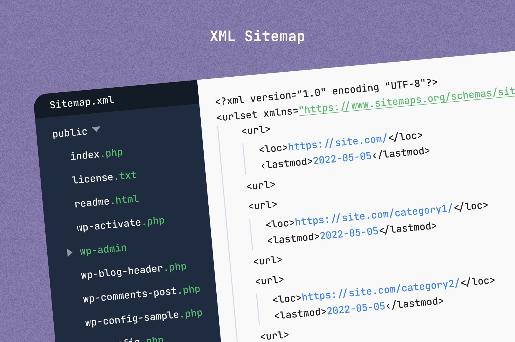 XML sitemap example showing important tags