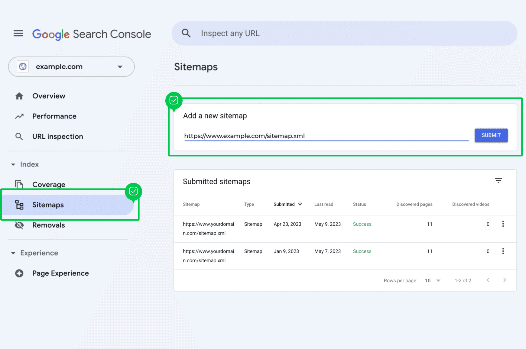 Submitting a sitemap via Google Search Console