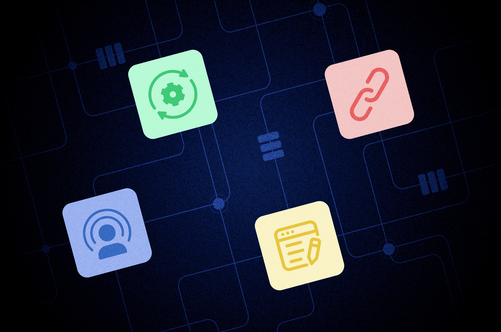 Icons related to link building, content updates and more